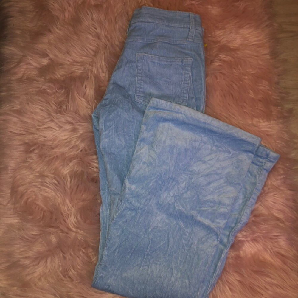 powder blue corduroy vanilla star flare jeans